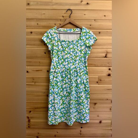 J McLaughlin Size Small Patterned High Square Neck Stretchy Dress - Picture 1 of 10